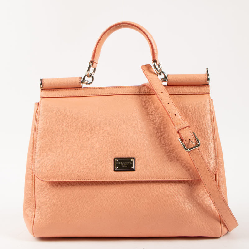 Shop this authentic Dolce & Gabbana Salmon Pink Large Sicily Bag on Labellov.com