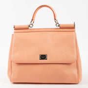 Shop this authentic Dolce & Gabbana Salmon Pink Large Sicily Bag on Labellov.com