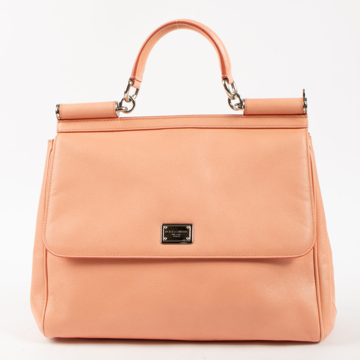 Shop this authentic Dolce & Gabbana Salmon Pink Large Sicily Bag on Labellov.com