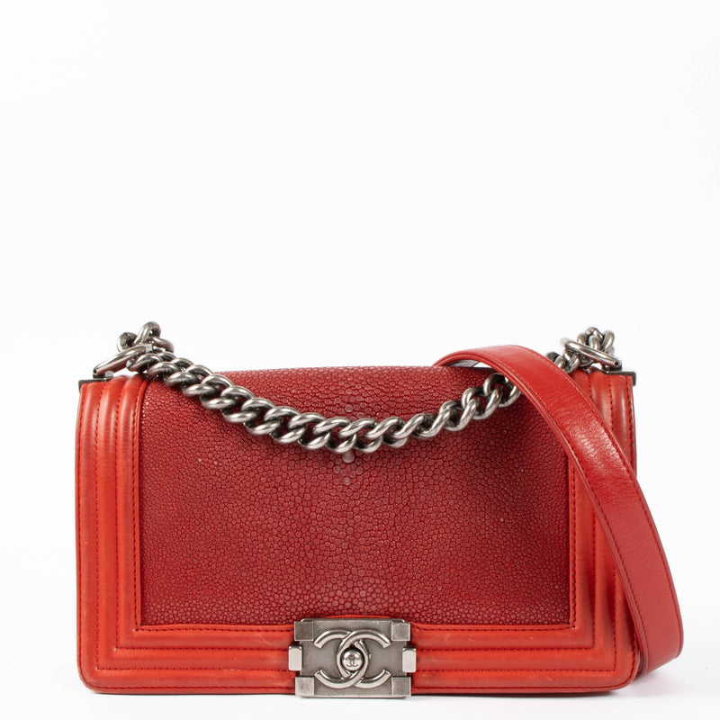 Chanel Red Galuchat Medium Boy Chanel Bag