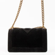 Shop the authentic Chanel Black Velvet Chevron Medium Boy Chanel Bag on Labellov.com !