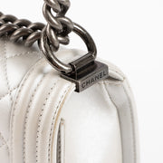 Shop the authentic Chanel Silver Calfskin Small Boy Chanel Bag on Labellov.com !