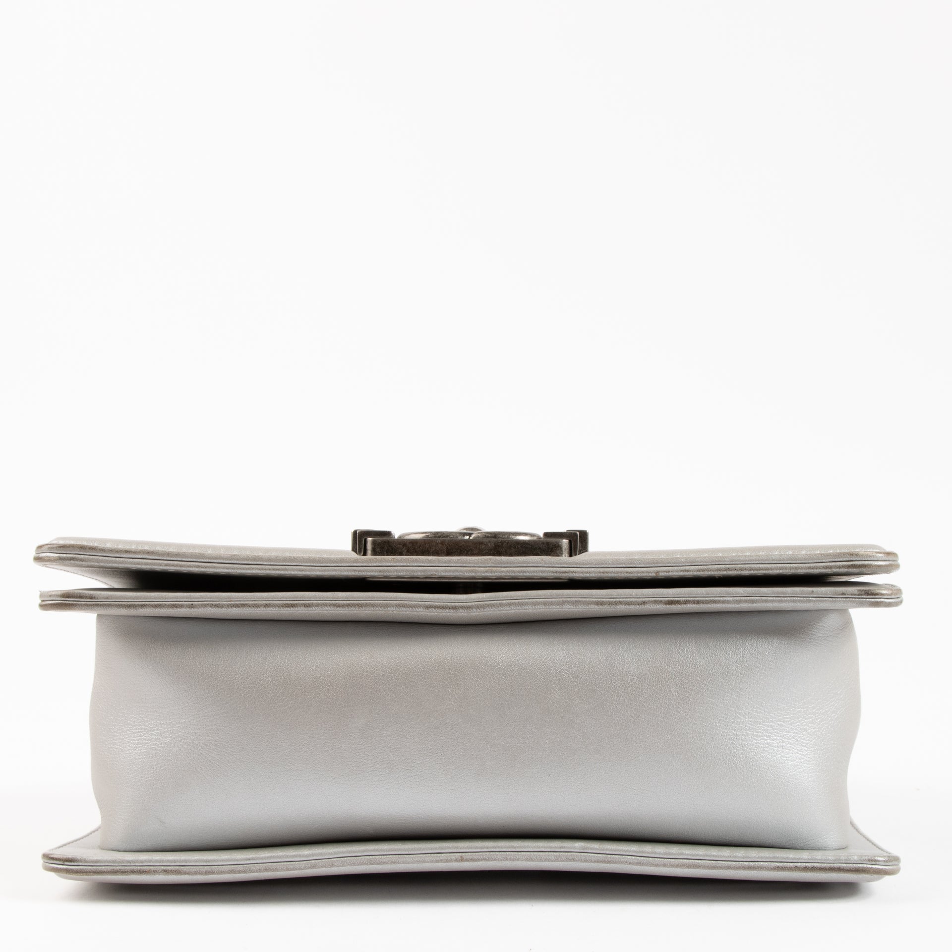 Shop the authentic Chanel Silver Calfskin Small Boy Chanel Bag on Labellov.com !