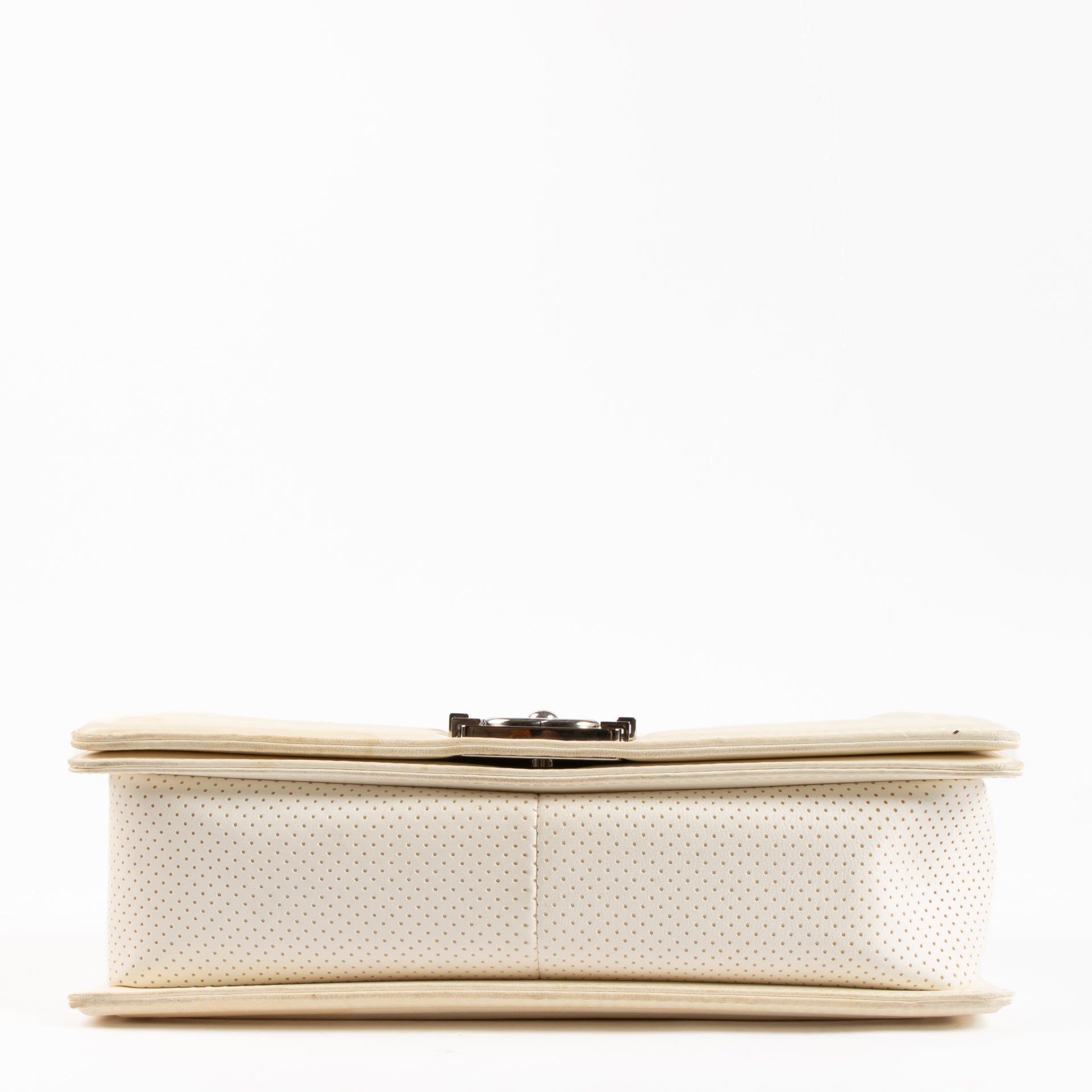 Chanel White Perforated Large Boy Chanel Bag