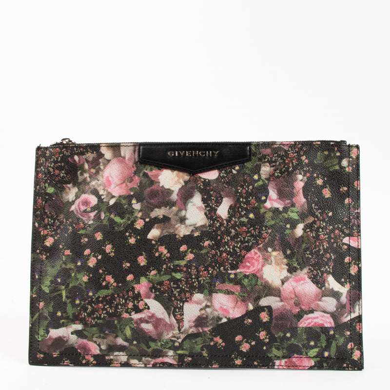 Shop the authentic Givenchy Black Floral Printed Leather Clutch on Labellov.com !