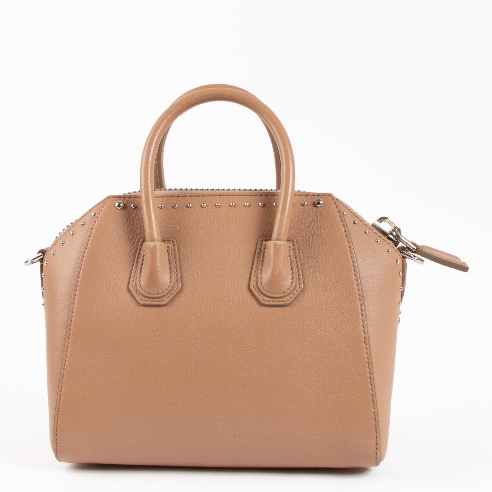 Shop the authentic Givenchy Beige Leather Studded Antigona Mini Bag on Labellov.com !