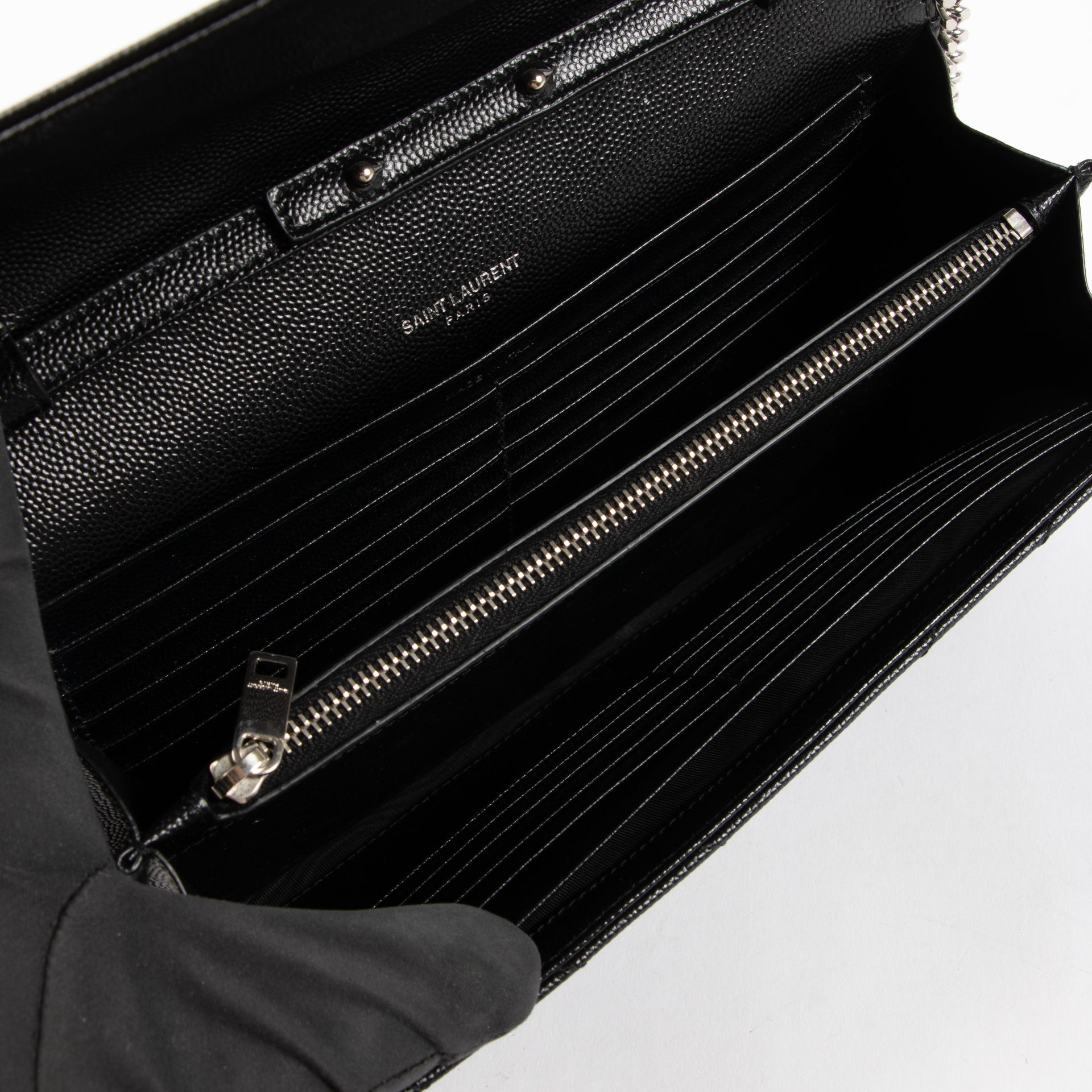 Shop the authentic Saint Laurent Black Leather Cassandre Classic Chain Wallet on Labellov.com !