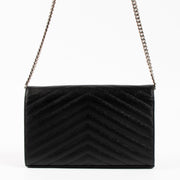 Shop the authentic Saint Laurent Black Leather Cassandre Classic Chain Wallet on Labellov.com !