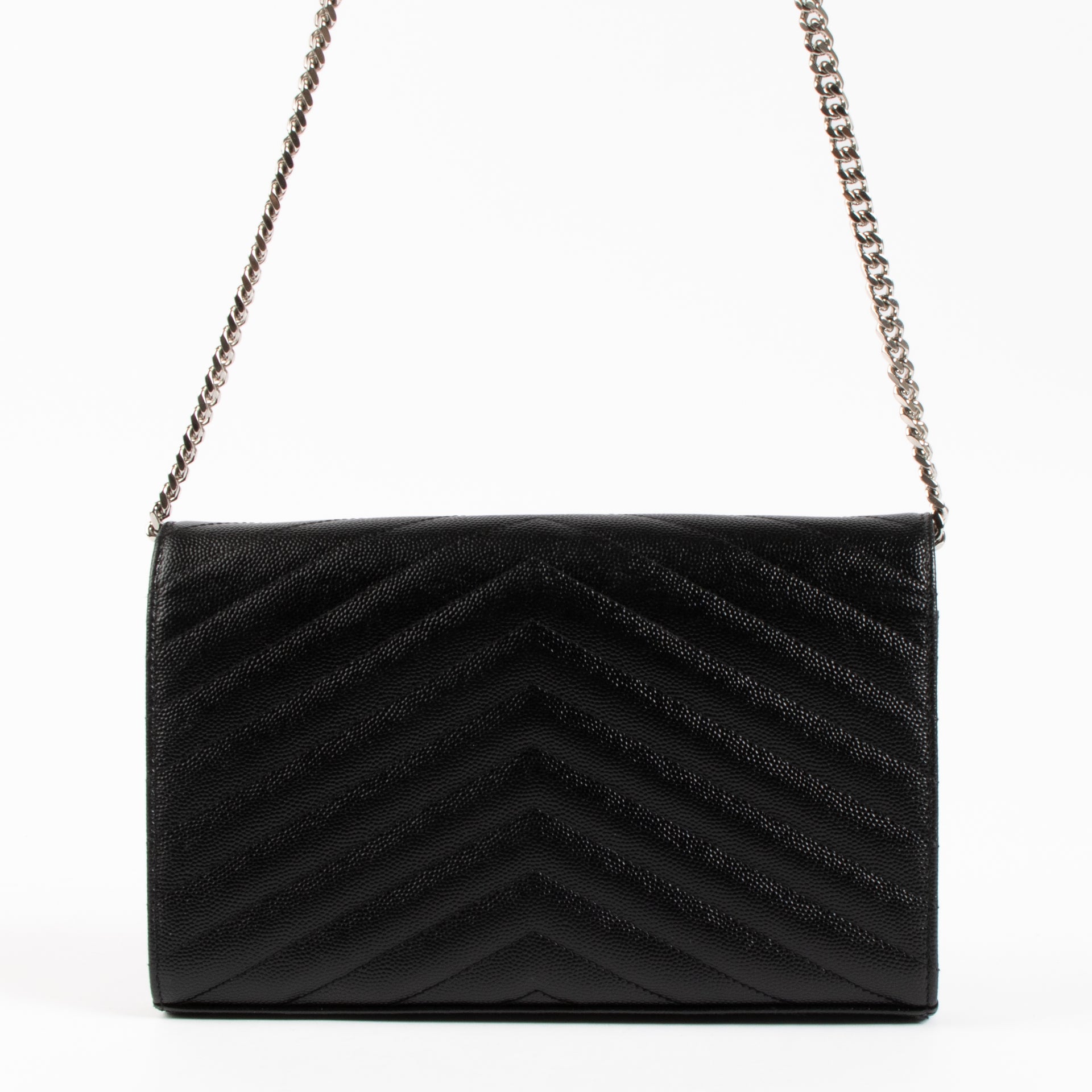 Shop the authentic Saint Laurent Black Leather Cassandre Classic Chain Wallet on Labellov.com !