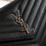 Shop the authentic Saint Laurent Black Leather Cassandre Classic Chain Wallet on Labellov.com !