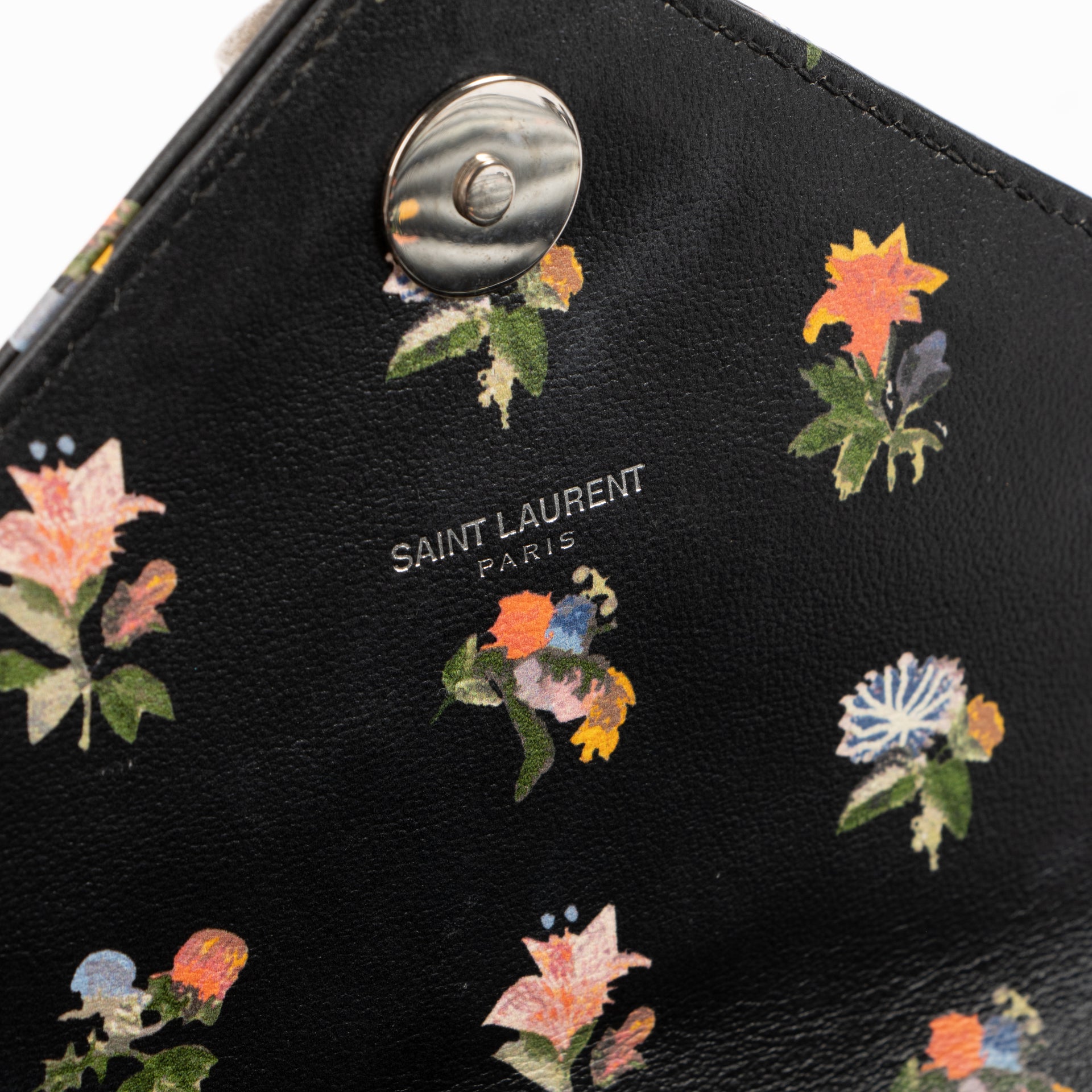 Shop the authentic Saint Laurent Black Floral Medium College Bag on Labellov.com !