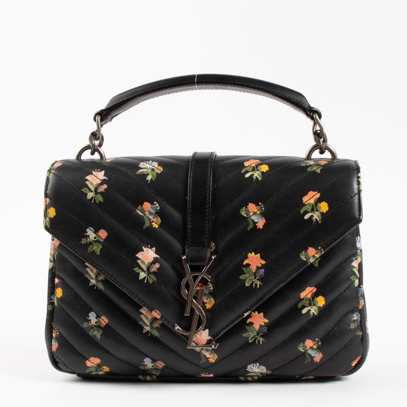 Shop the authentic Saint Laurent Black Floral Medium College Bag on Labellov.com !