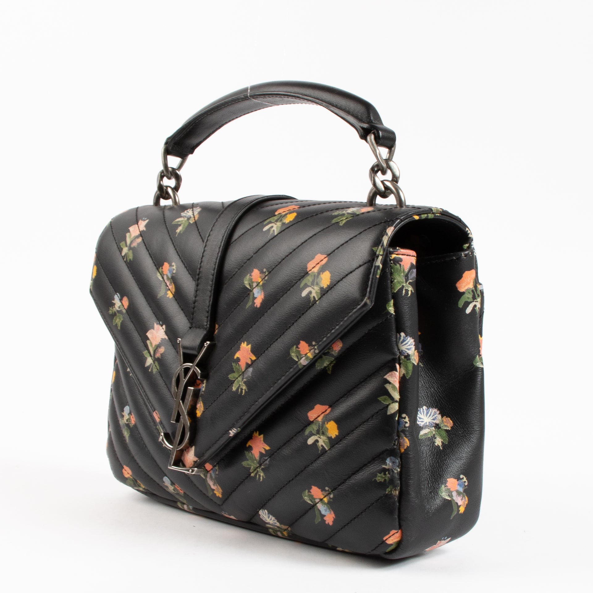 Shop the authentic Saint Laurent Black Floral Medium College Bag on Labellov.com !