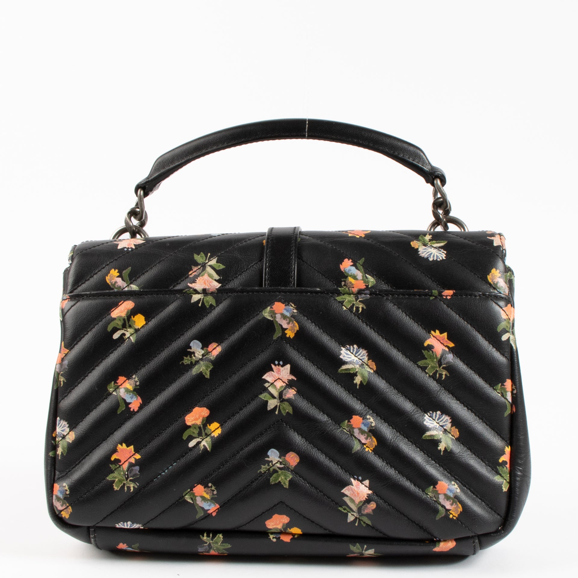 Shop the authentic Saint Laurent Black Floral Medium College Bag on Labellov.com !