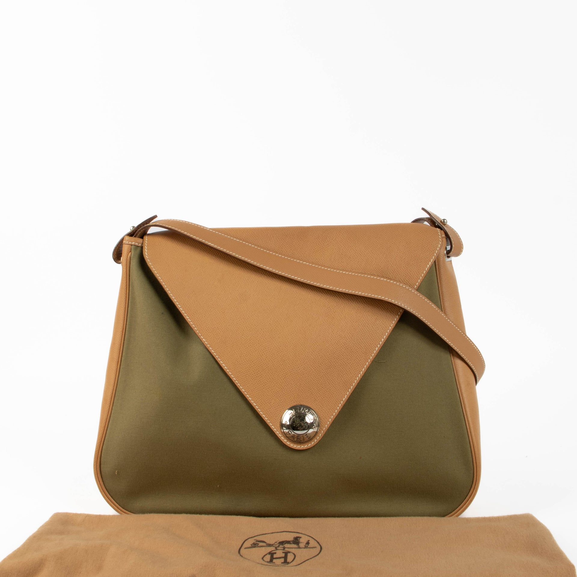 Hermès Naturel Sable Courcheval/Toile Officier Large Christine Bag