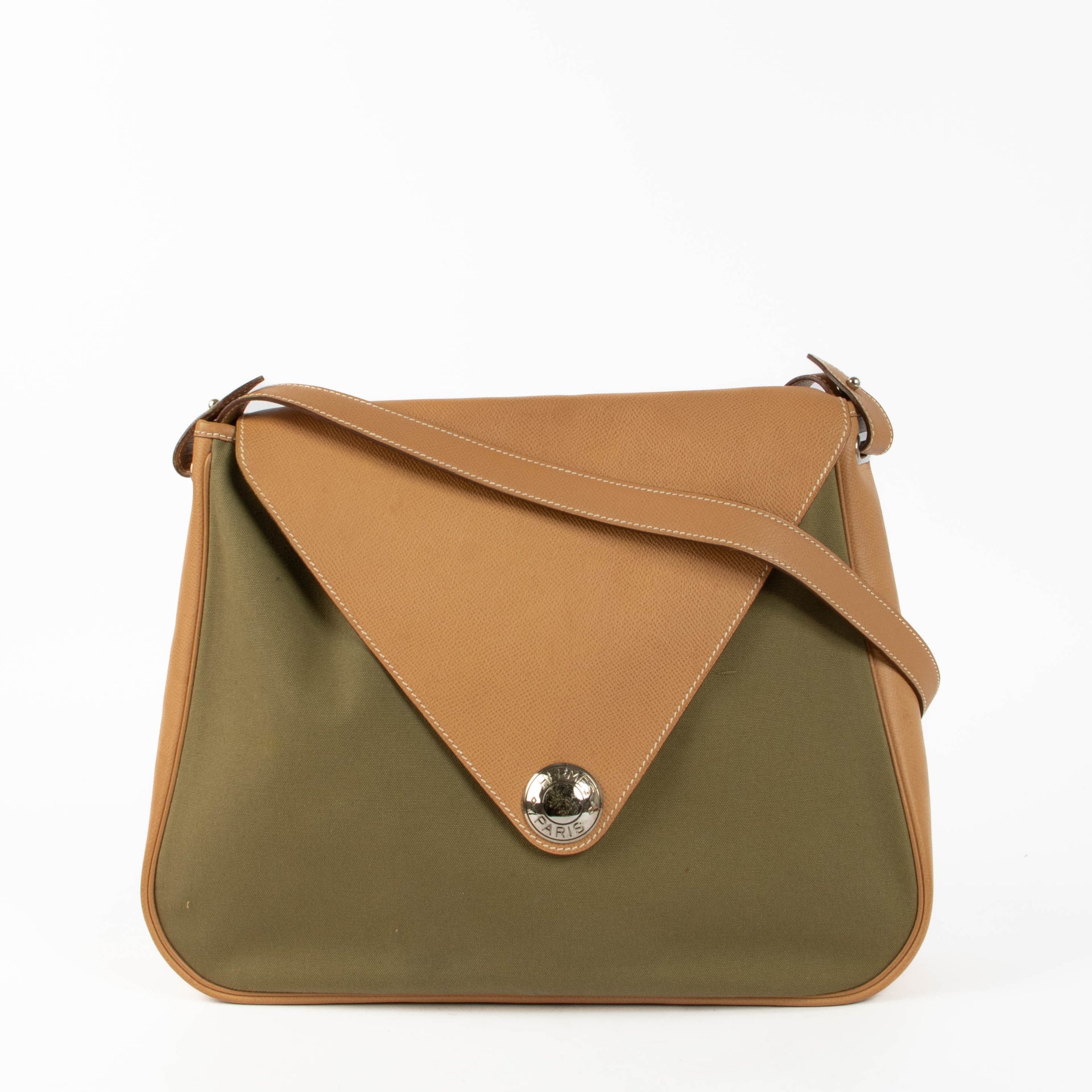 Hermès Naturel Sable Courcheval/Toile Officier Large Christine Bag