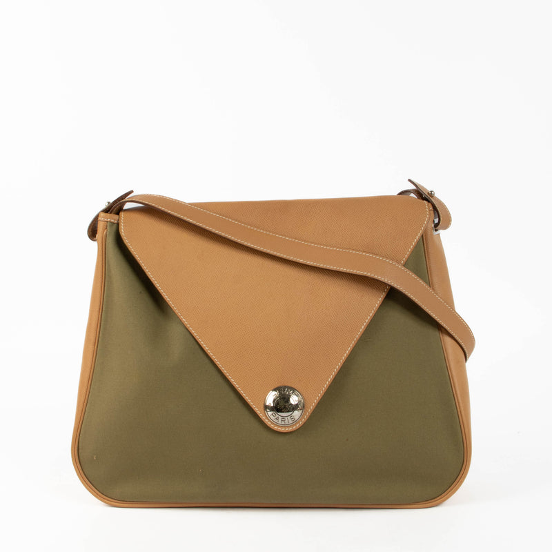 Hermès Naturel Sable Courcheval/Toile Officier Large Christine Bag