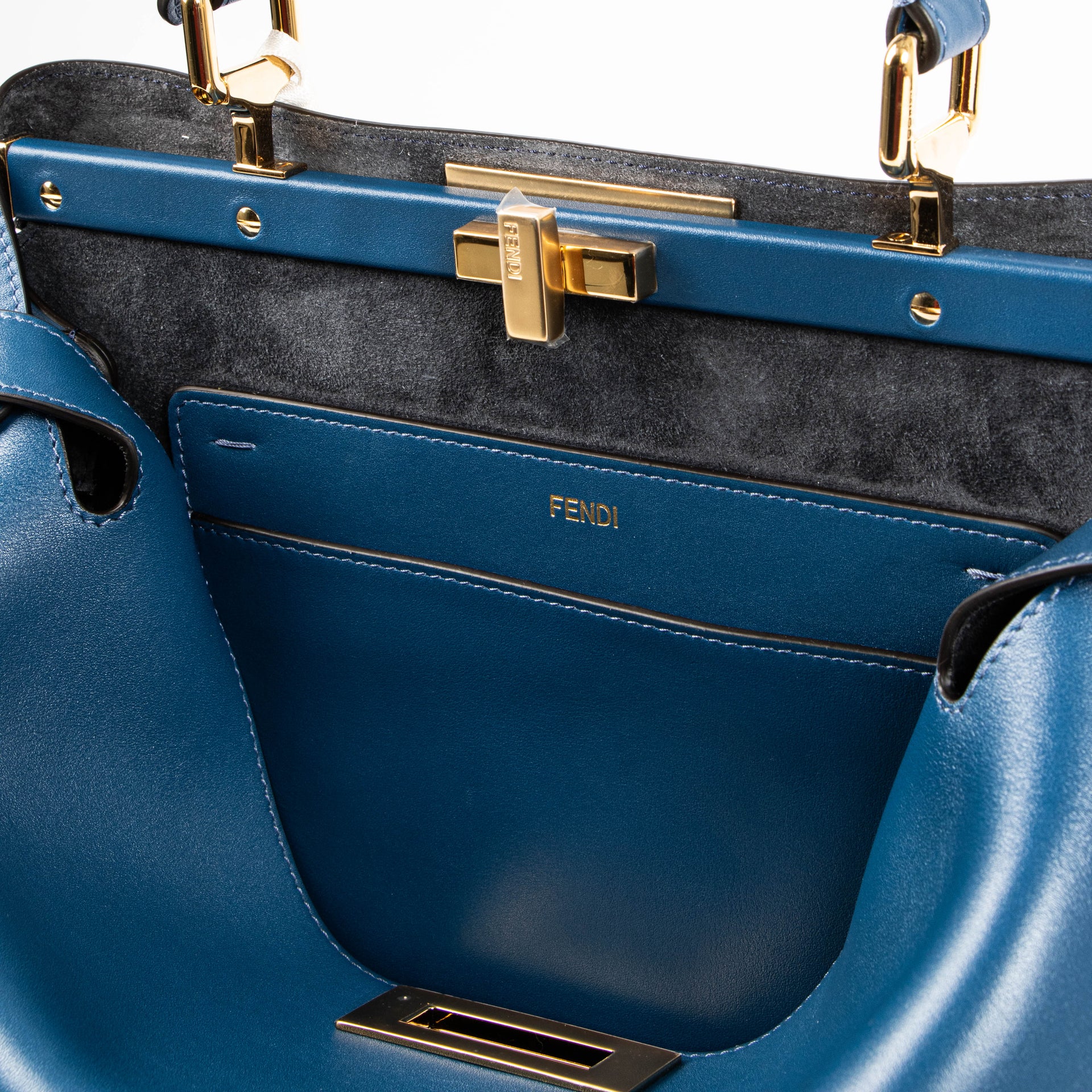 Shop the authentic Fendi Blue Large Peekaboo ISeeU Soft Bag second hand on Labellov.com