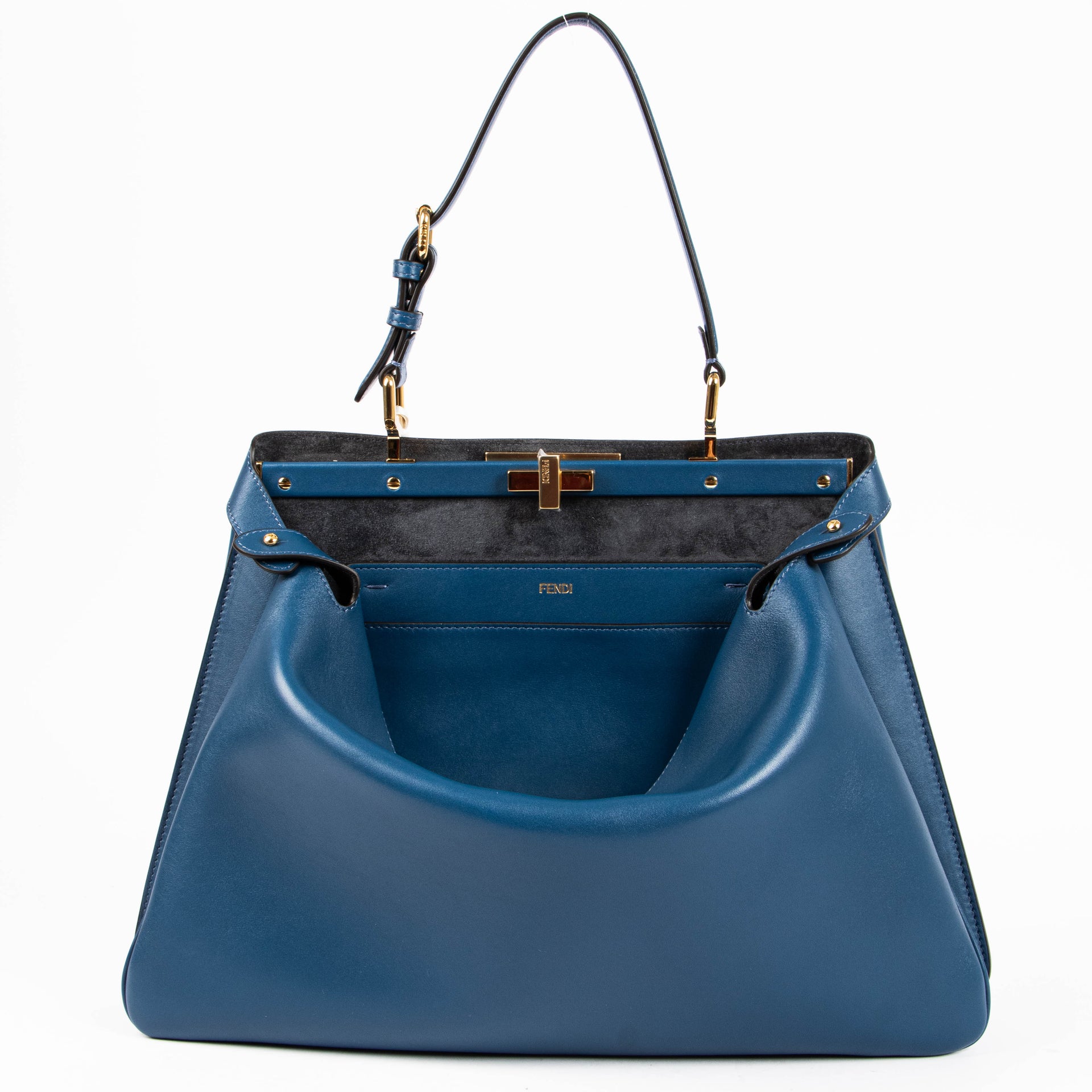 Shop the authentic Fendi Blue Large Peekaboo ISeeU Soft Bag second hand on Labellov.com
