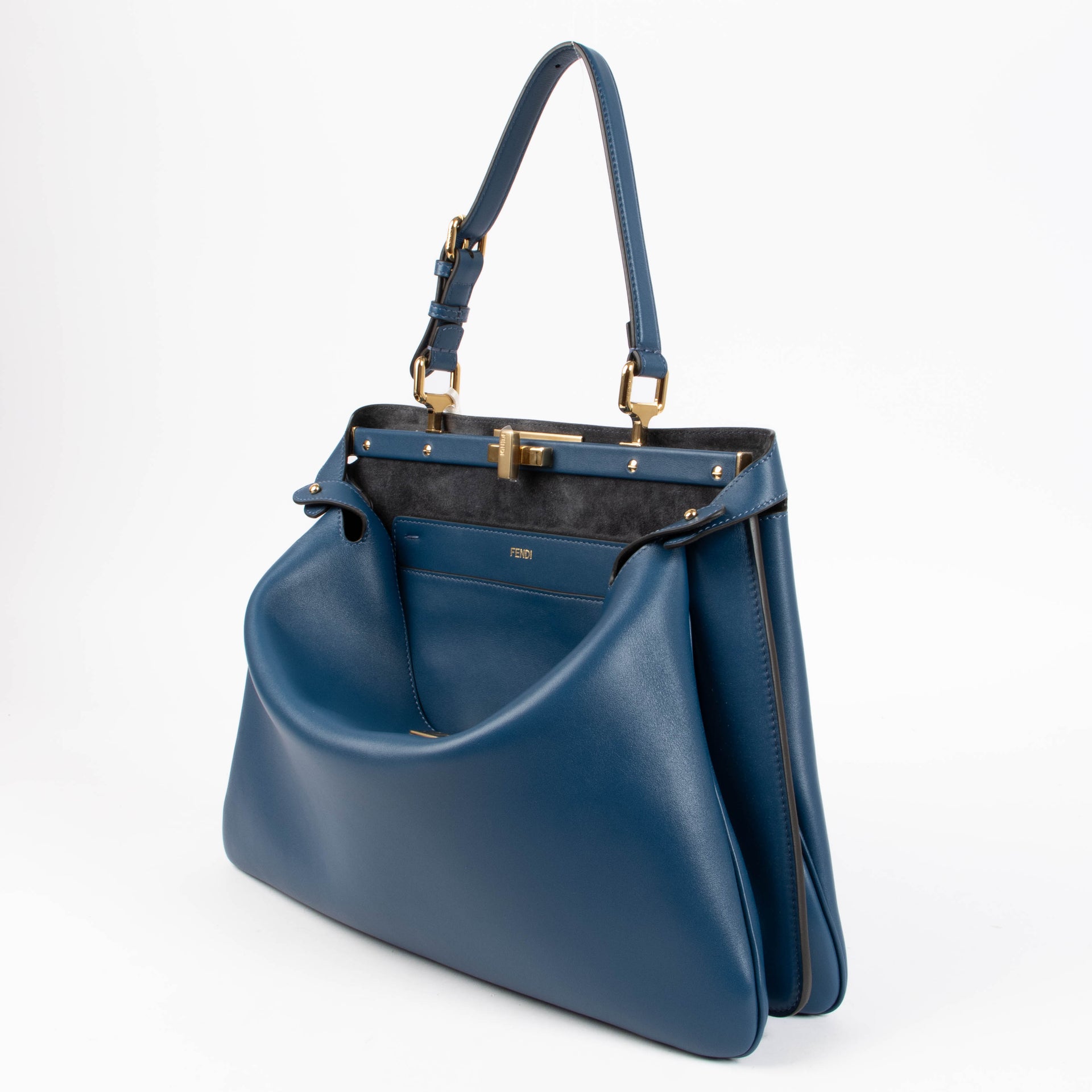 Shop the authentic Fendi Blue Large Peekaboo ISeeU Soft Bag second hand on Labellov.com