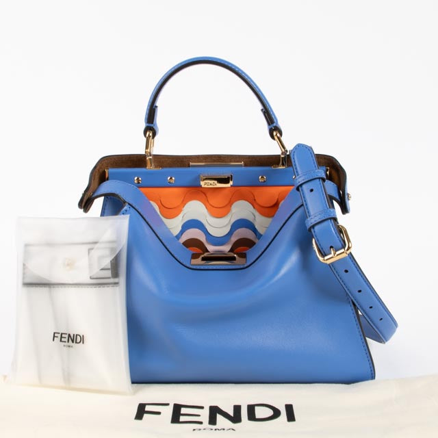 Fendi Costal Sky Blue Wave Inlay Peekaboo IseeU Petite Bag – Labellov