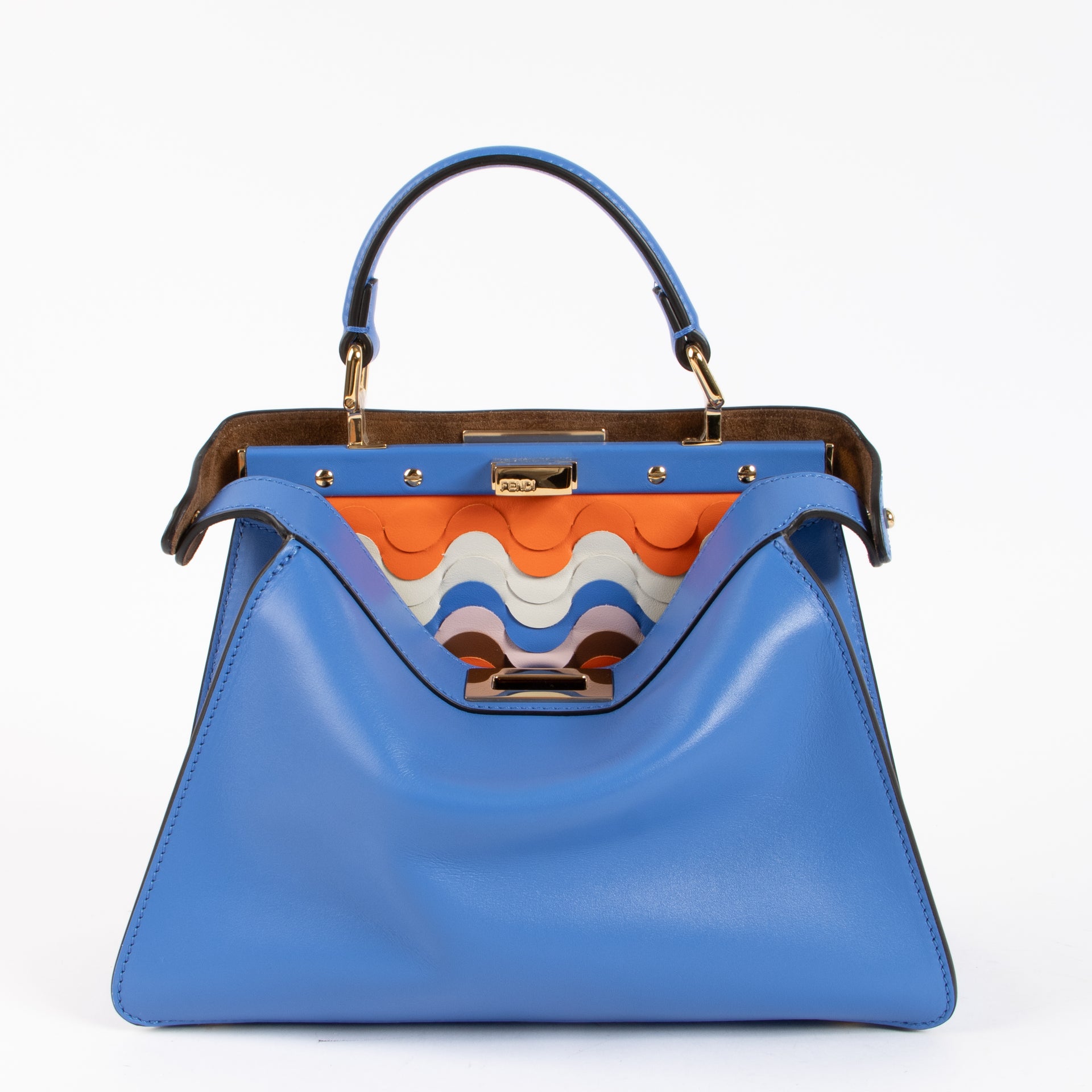 Fendi Costal Sky Blue Wave Inlay Peekaboo IseeU Petite Bag