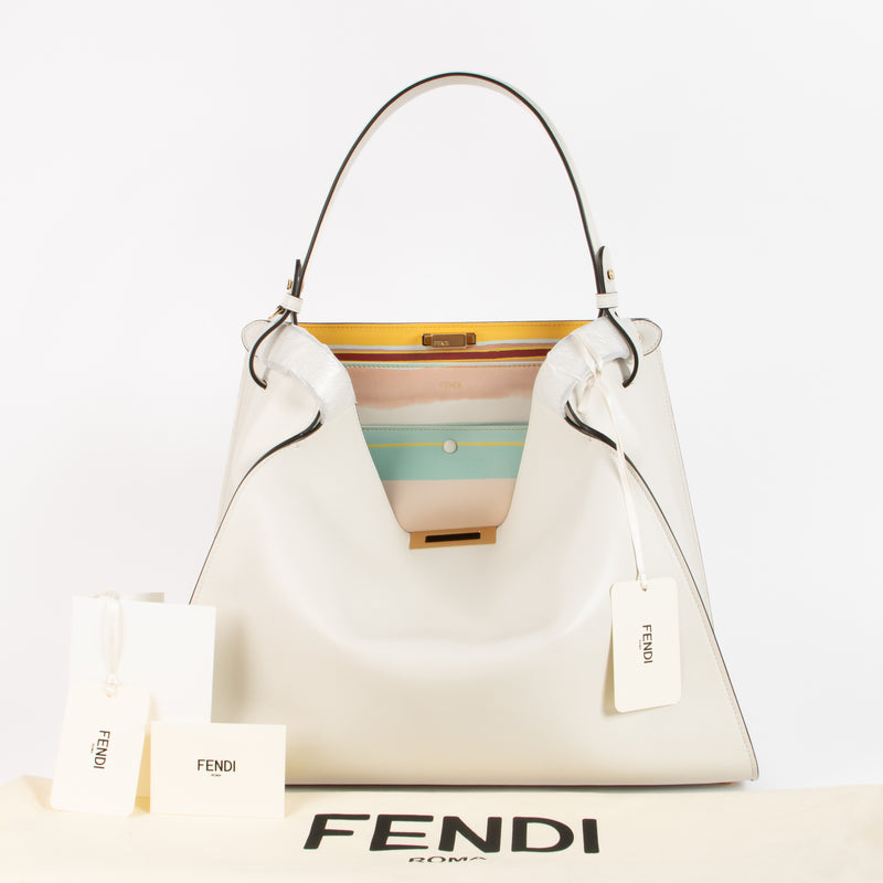 Fendi Ice White Calfskin Way Large Bag