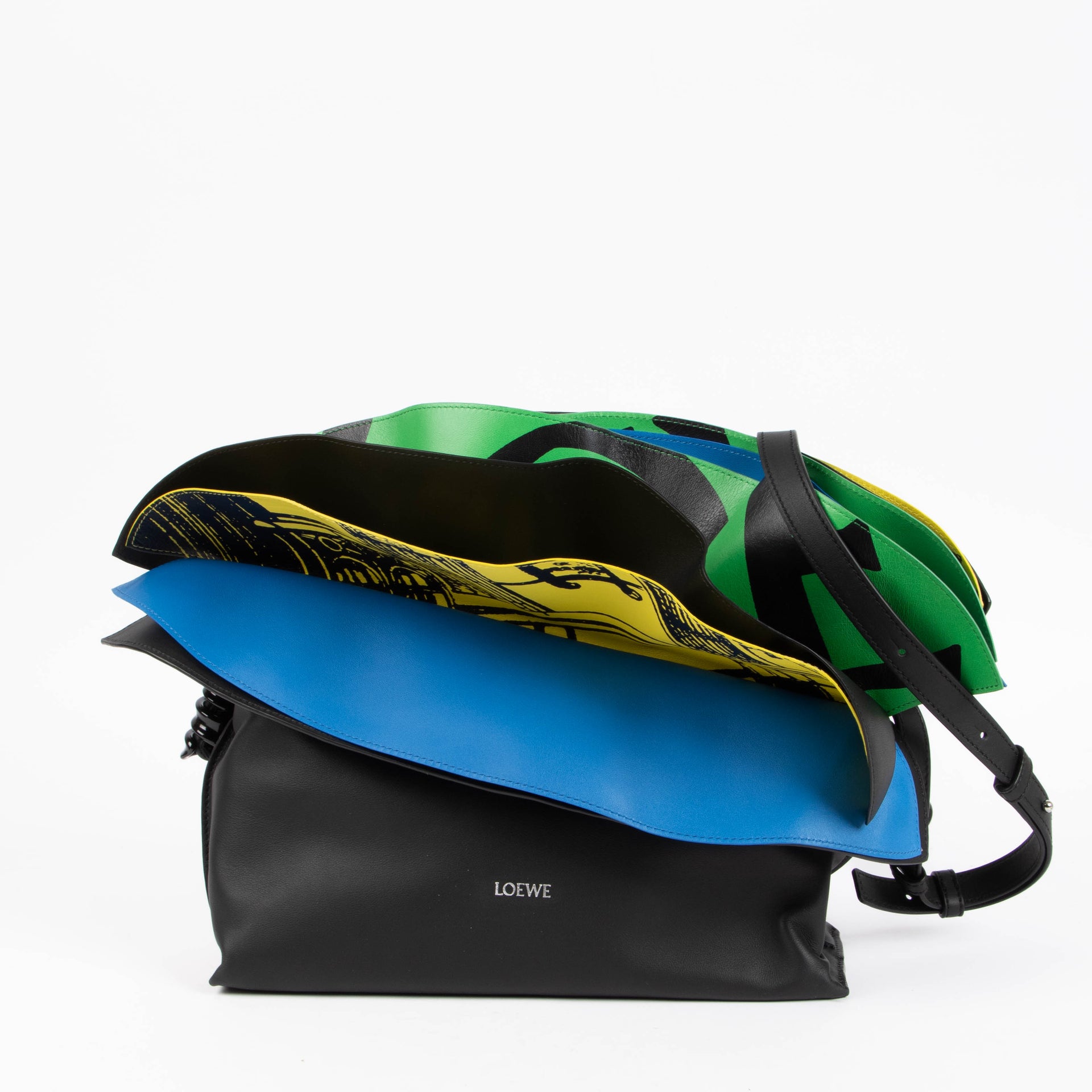 Shop the authentic Loewe Black Nappa Calfskin Medium Millefeuille Flamenco Clutch second hand on Labellov.com