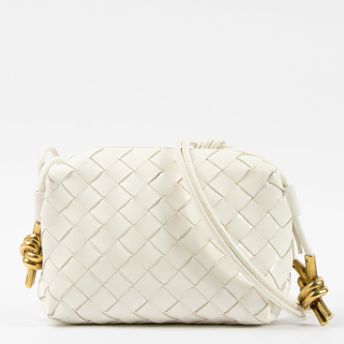 Shop this authentic Bottega Veneta White Intrecciato Mini Loop Bag pre-loved on Labellov.com