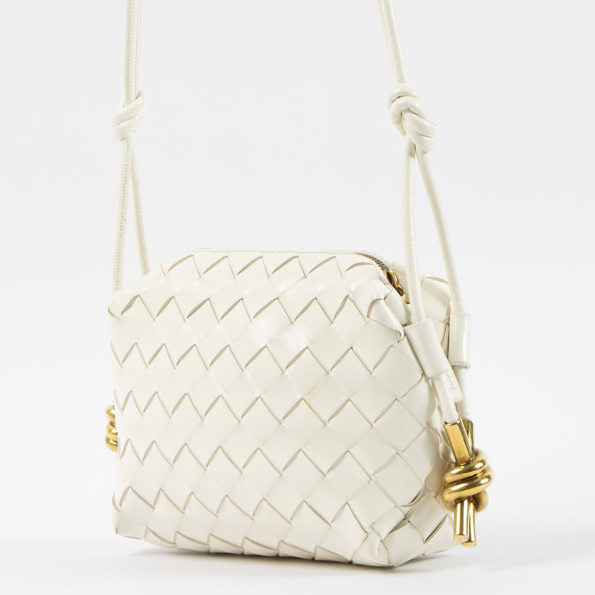 Shop this authentic Bottega Veneta White Intrecciato Mini Loop Bag pre-loved on Labellov.com