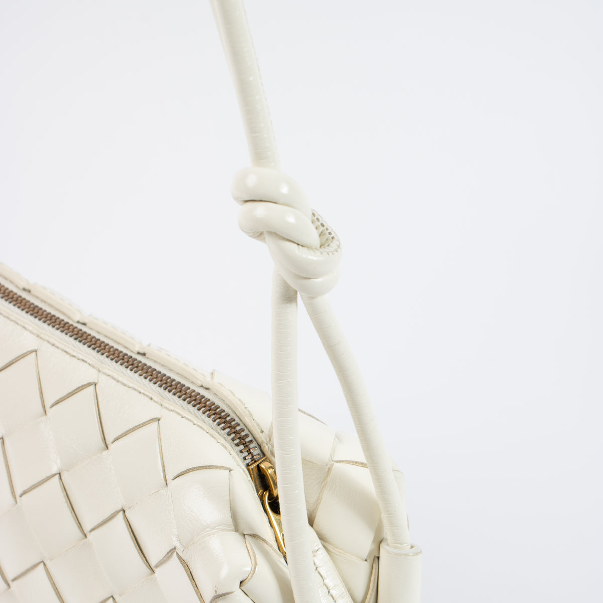 Shop this authentic Bottega Veneta White Intrecciato Mini Loop Bag pre-loved on Labellov.com