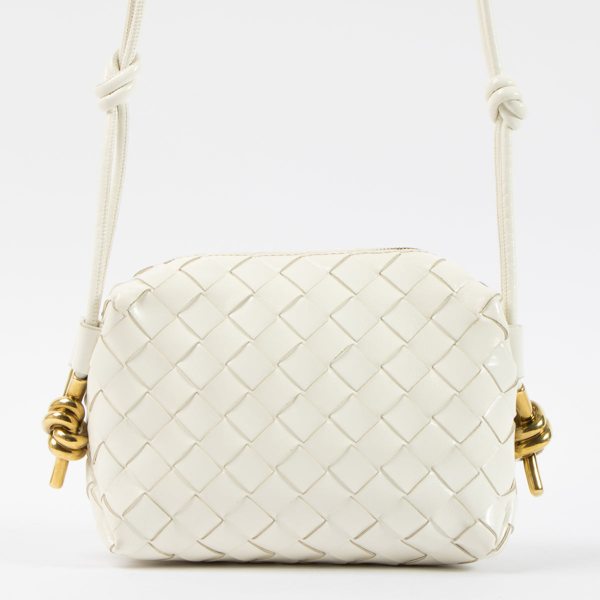 Shop this authentic Bottega Veneta White Intrecciato Mini Loop Bag pre-loved on Labellov.com