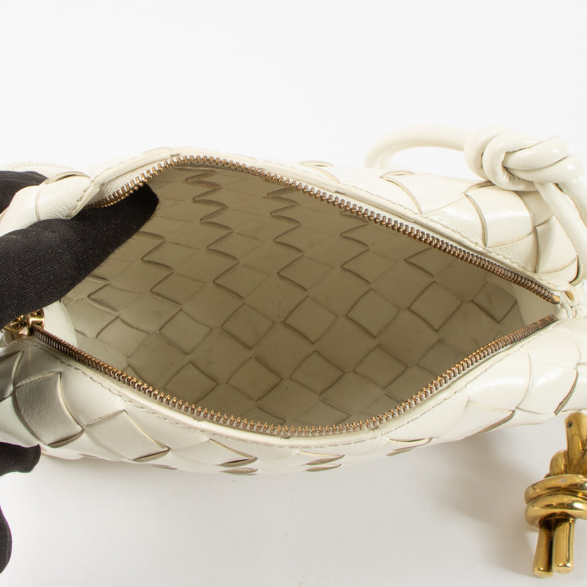 Shop this authentic Bottega Veneta White Intrecciato Mini Loop Bag pre-loved on Labellov.com