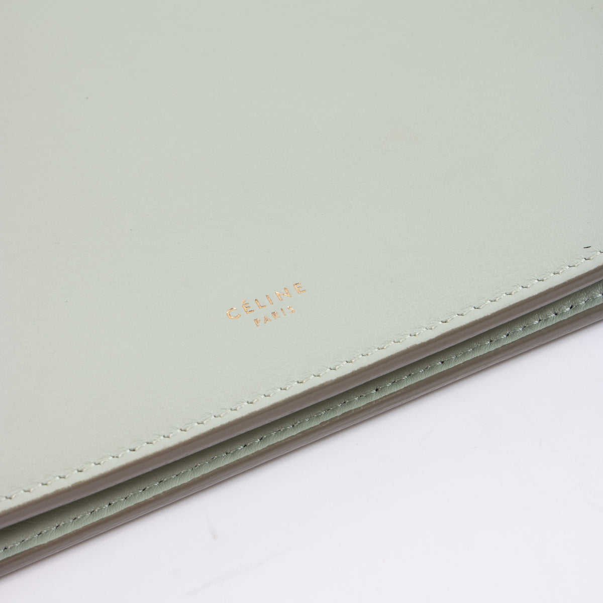 Shop this authentic Celine Sage Green Calfskin Mini Clasp Bag pre-loved on Labellov.com