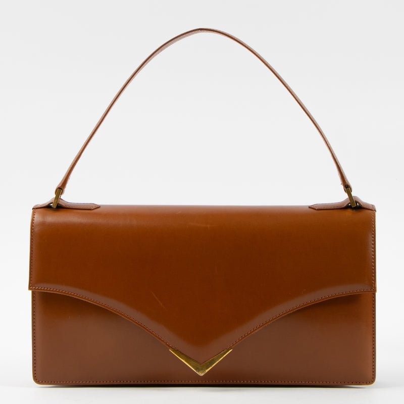Shop this authentic Delvaux Vintage Cognac Box Calf Top Handle Bag pre-loved on Labellov.com