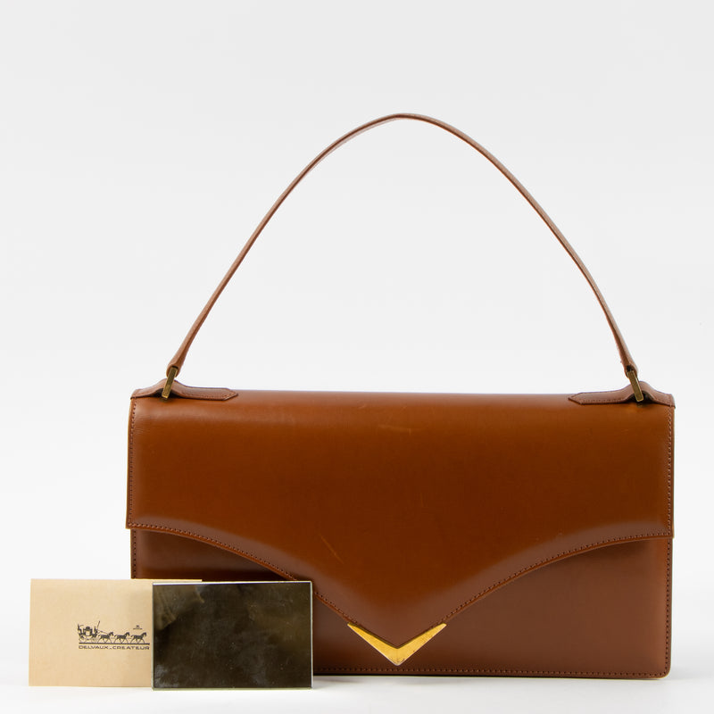 Shop this authentic Delvaux Vintage Cognac Box Calf Top Handle Bag pre-loved on labellov.com