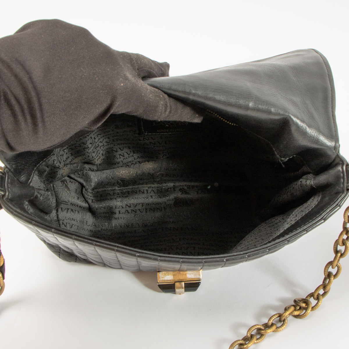 Shop this authentic Lanvin Black Quilted Leather Small Happy Flap Bag pre-loved on labellov.com