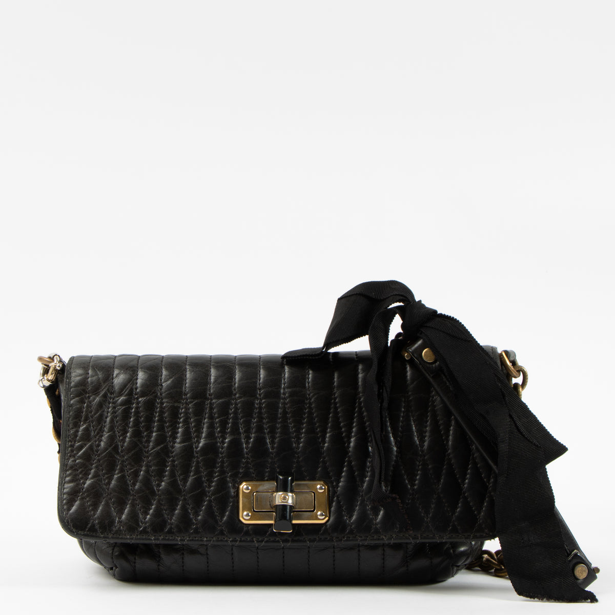 Shop this authentic Lanvin Black Quilted Leather Small Happy Flap Bag pre-loved on labellov.com