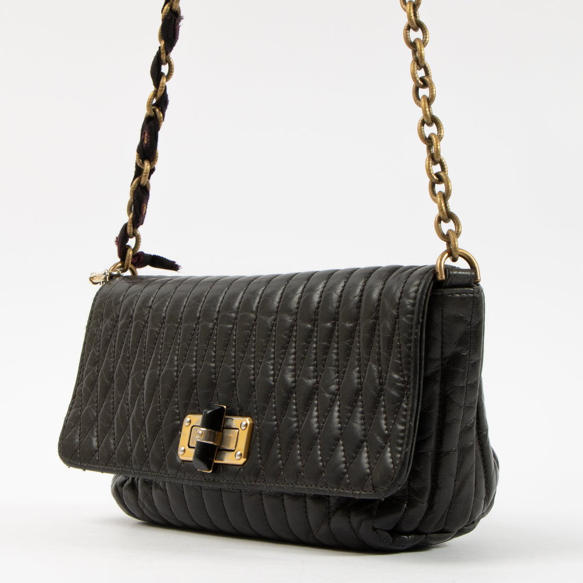 Shop this authentic Lanvin Black Quilted Leather Small Happy Flap Bag pre-loved on labellov.com