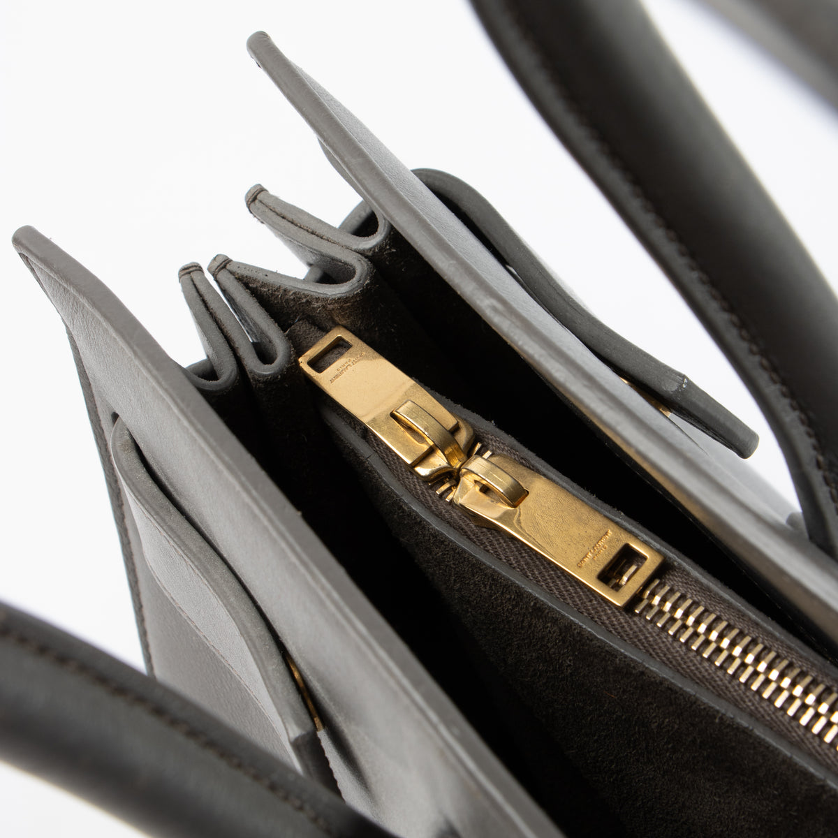 Saint Laurent Grey Leather Sac de Jour Medium Bag
