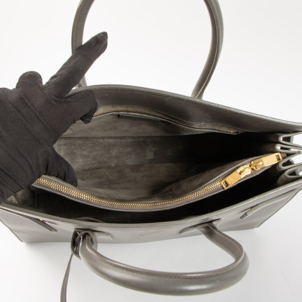 Saint Laurent Grey Leather Sac de Jour Medium Bag