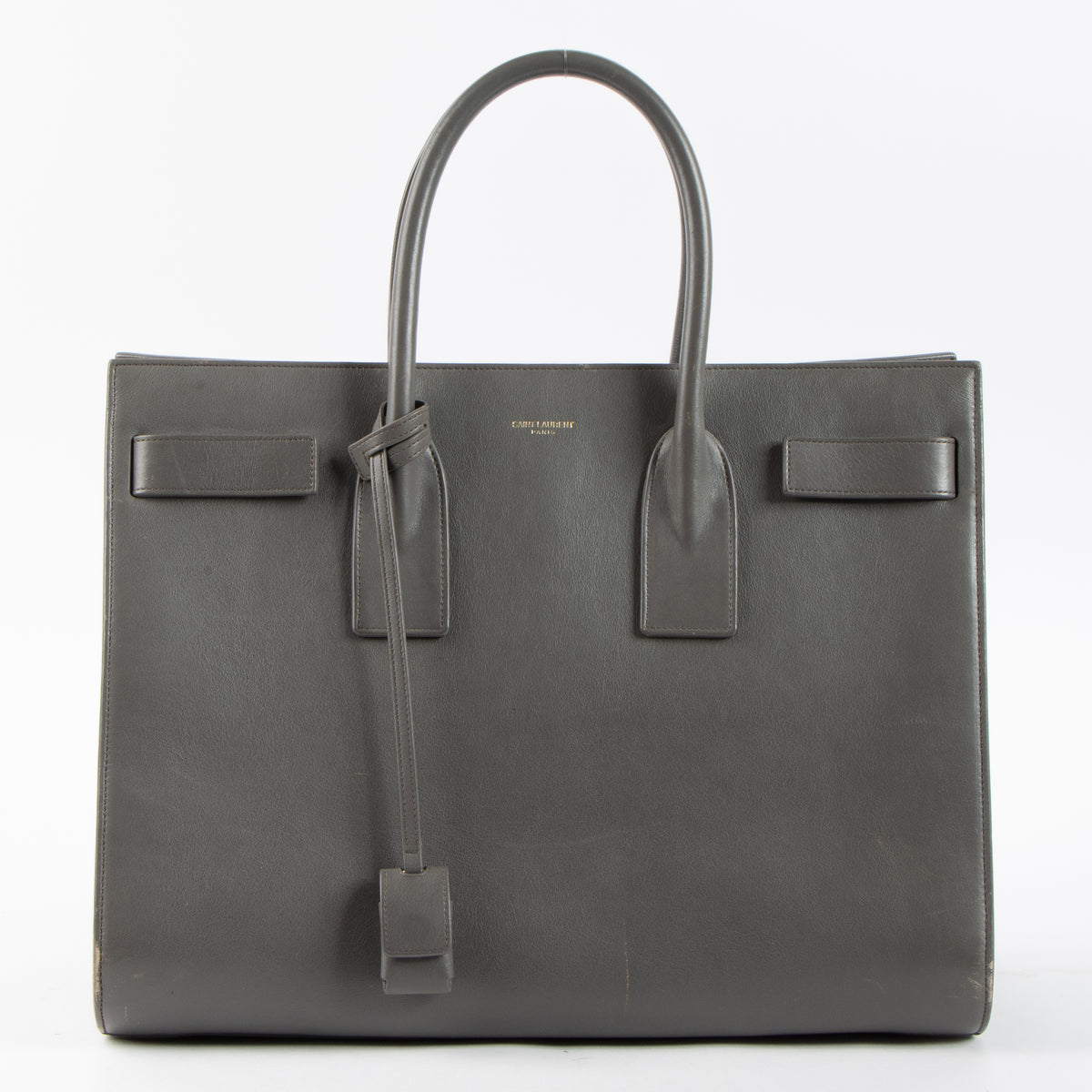 Saint Laurent Grey Leather Sac de Jour Medium Bag