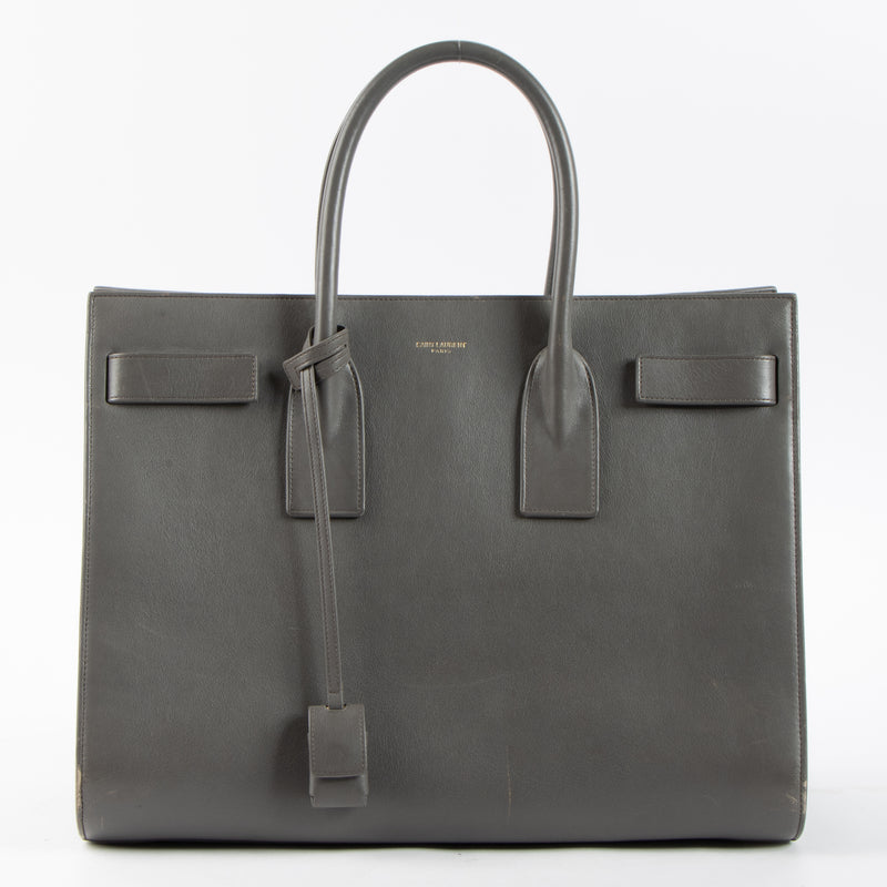 Saint Laurent Grey Leather Sac de Jour Medium Bag