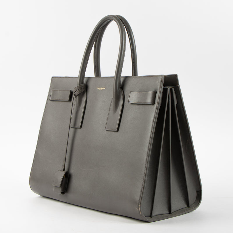 Saint Laurent Grey Leather Sac de Jour Medium Bag