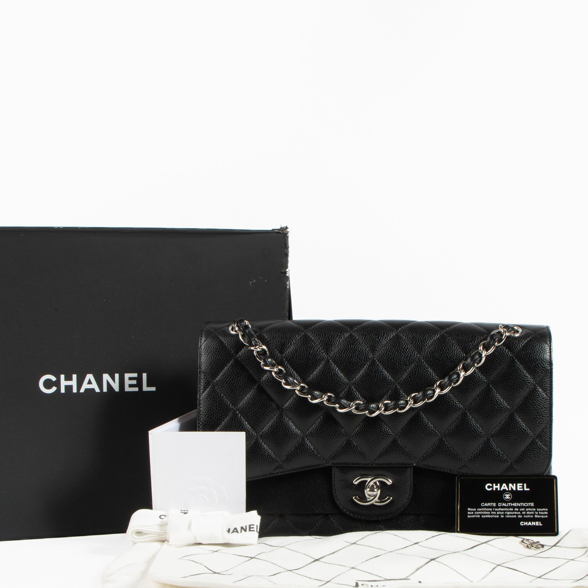 Shop the authentic Chanel Black Caviar Large/Jumbo Classic Handbag on Labellov.com !