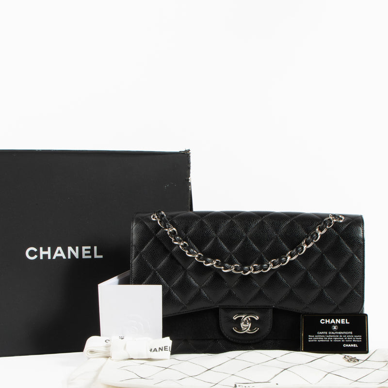 Shop the authentic Chanel Black Caviar Large/Jumbo Classic Handbag on Labellov.com !