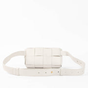 Shop this authentic Bottega Veneta White Mini Cassette Belt bag pre-loved on Labellov.com 