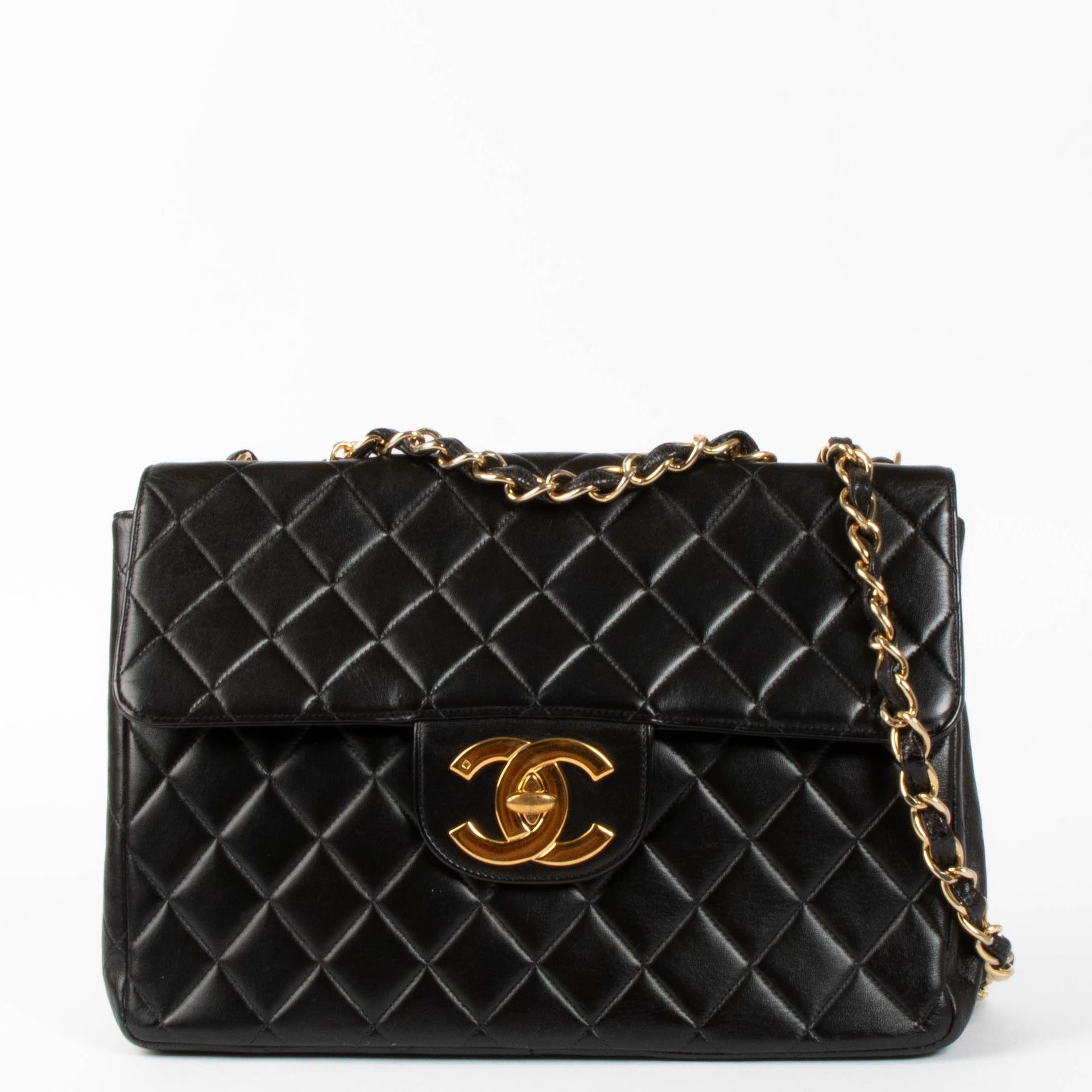 Shop this authentic Chanel Vintage Black Jumbo/Large XL Flap Bag pre-loved on Labellov.com 