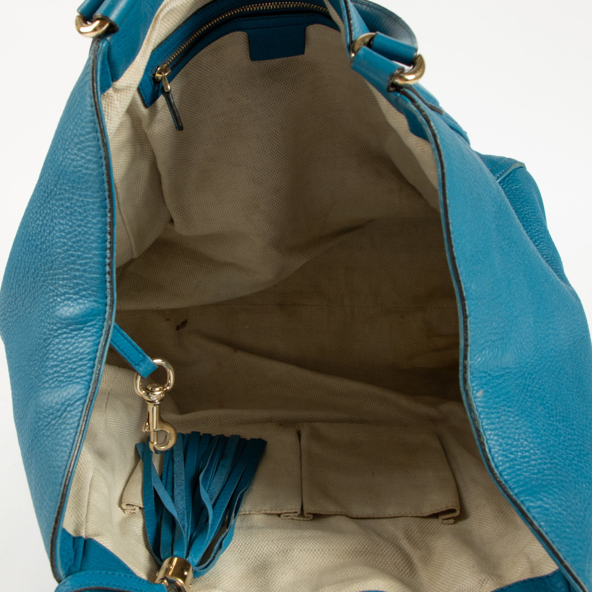 Gucci Blue Leather Soho Medium Tote Bag