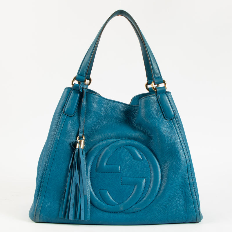 Gucci Blue Leather Soho Medium Tote Bag
